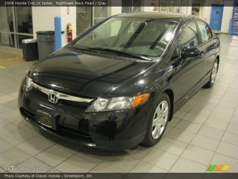 Nighthawk Black Pearl / Gray 2008 Honda Civic LX Sedan