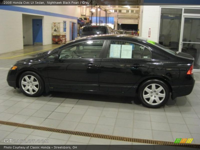 Nighthawk Black Pearl / Gray 2008 Honda Civic LX Sedan