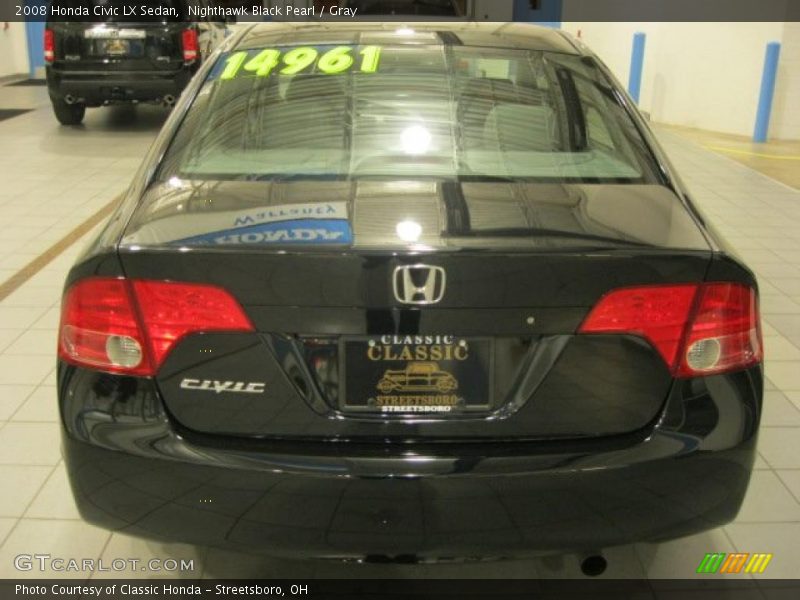 Nighthawk Black Pearl / Gray 2008 Honda Civic LX Sedan