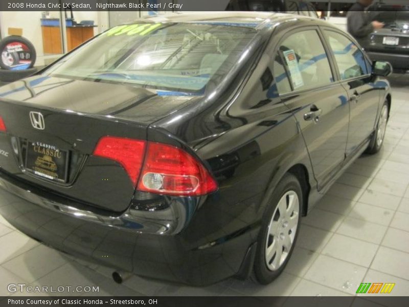 Nighthawk Black Pearl / Gray 2008 Honda Civic LX Sedan