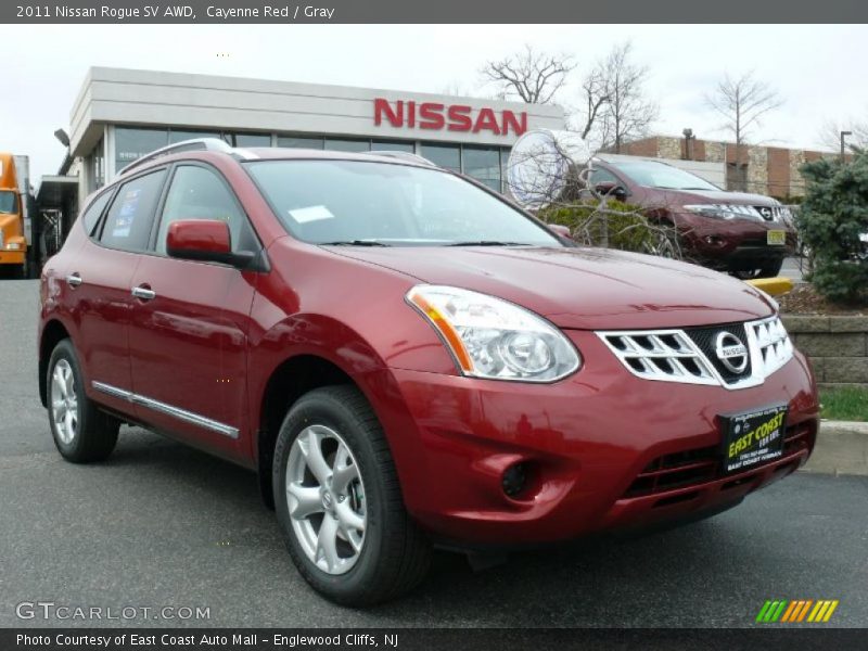 Cayenne Red / Gray 2011 Nissan Rogue SV AWD