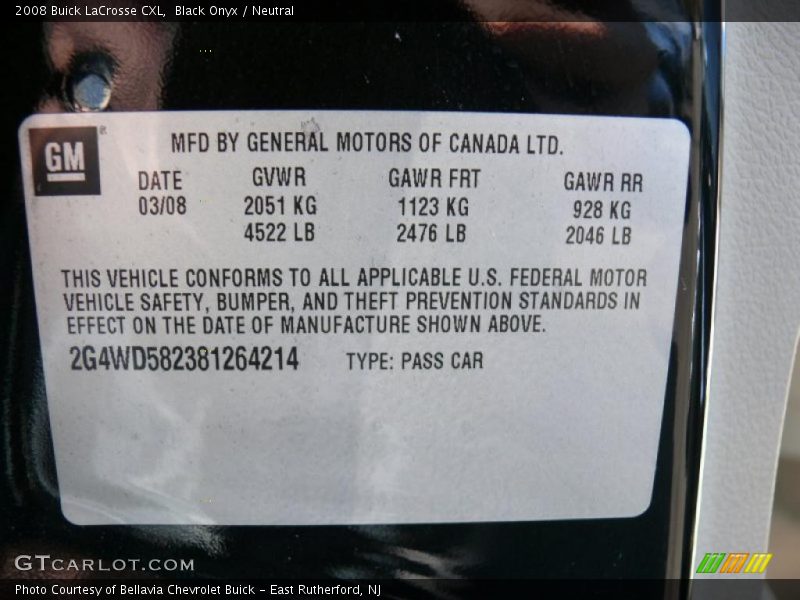 Black Onyx / Neutral 2008 Buick LaCrosse CXL