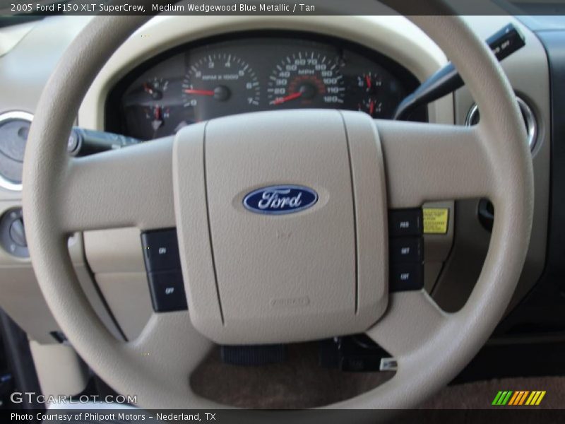 Medium Wedgewood Blue Metallic / Tan 2005 Ford F150 XLT SuperCrew