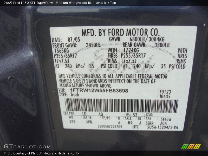 Medium Wedgewood Blue Metallic / Tan 2005 Ford F150 XLT SuperCrew