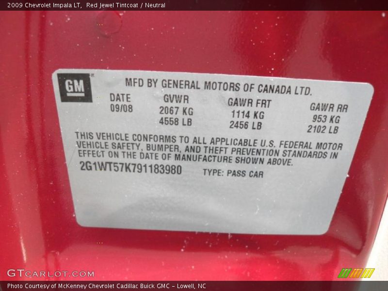 Red Jewel Tintcoat / Neutral 2009 Chevrolet Impala LT