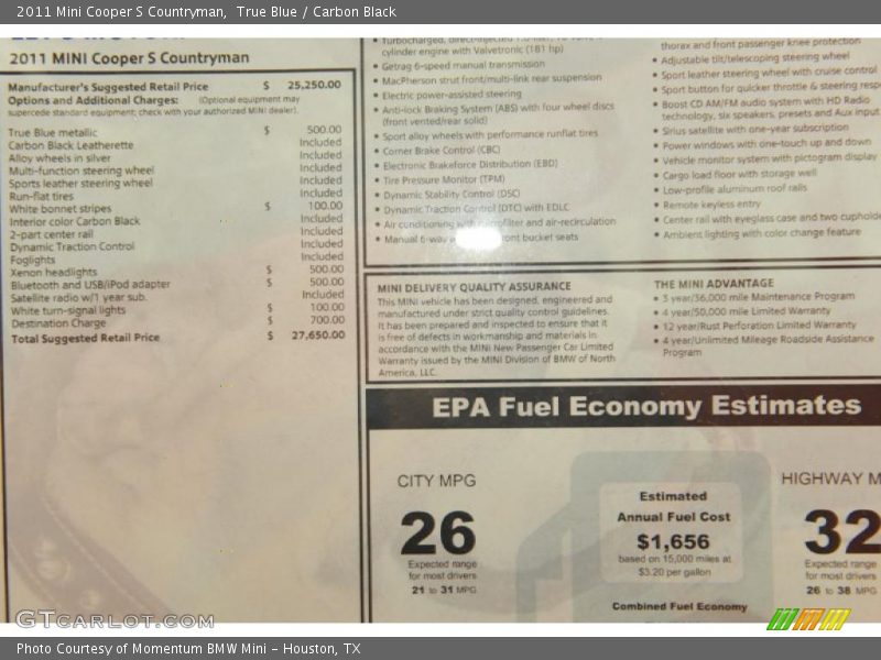 True Blue / Carbon Black 2011 Mini Cooper S Countryman