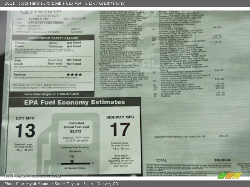 Black / Graphite Gray 2011 Toyota Tundra SR5 Double Cab 4x4