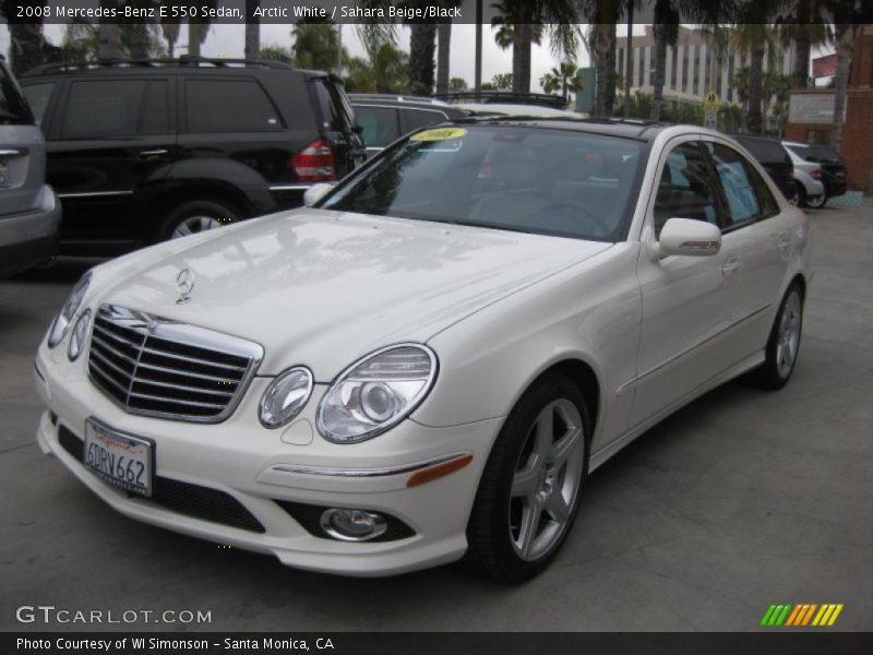Arctic White / Sahara Beige/Black 2008 Mercedes-Benz E 550 Sedan