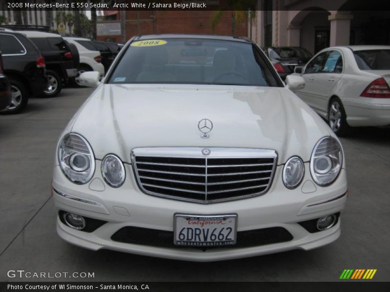 Arctic White / Sahara Beige/Black 2008 Mercedes-Benz E 550 Sedan