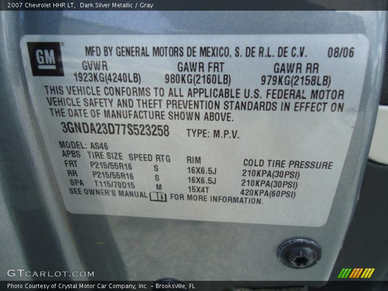 Dark Silver Metallic / Gray 2007 Chevrolet HHR LT