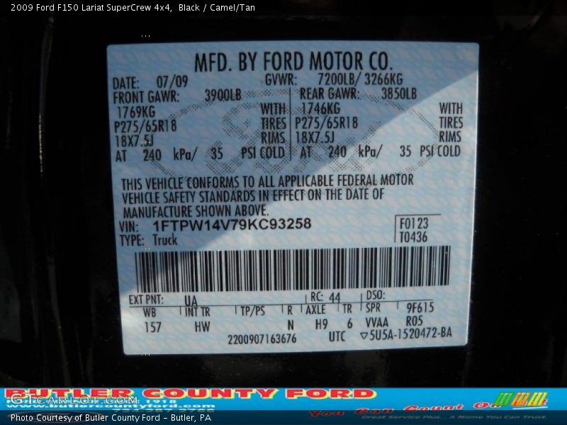 Black / Camel/Tan 2009 Ford F150 Lariat SuperCrew 4x4