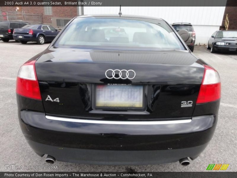 Brilliant Black / Ebony 2003 Audi A4 3.0 quattro Sedan