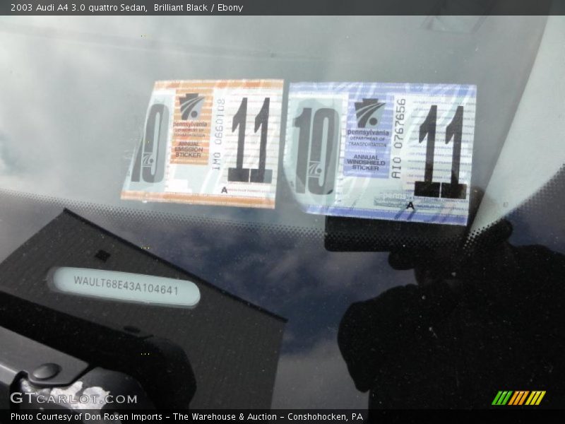 Brilliant Black / Ebony 2003 Audi A4 3.0 quattro Sedan