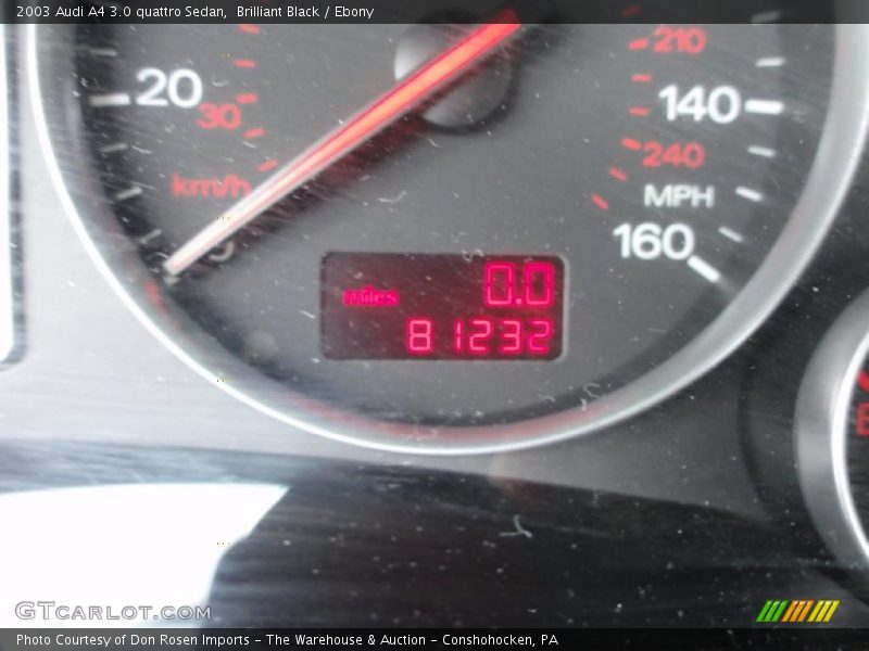 Brilliant Black / Ebony 2003 Audi A4 3.0 quattro Sedan