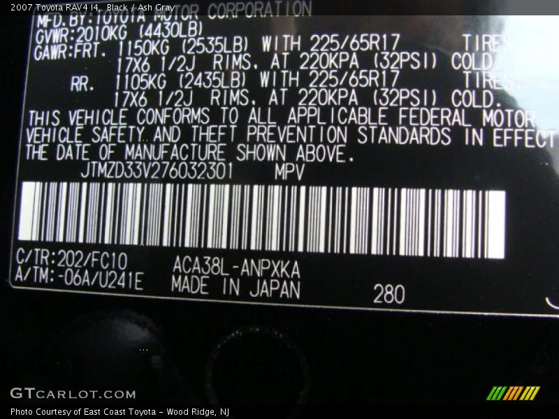 Black / Ash Gray 2007 Toyota RAV4 I4