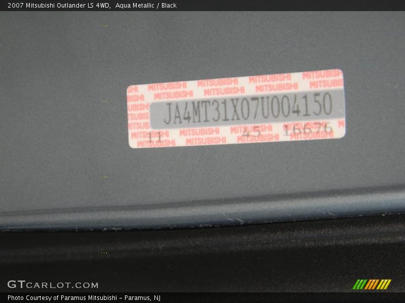 Aqua Metallic / Black 2007 Mitsubishi Outlander LS 4WD