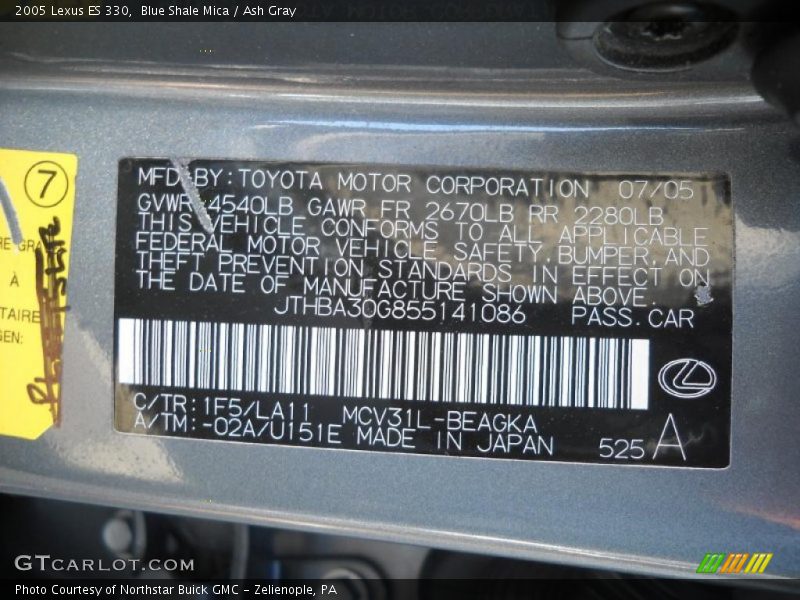Blue Shale Mica / Ash Gray 2005 Lexus ES 330