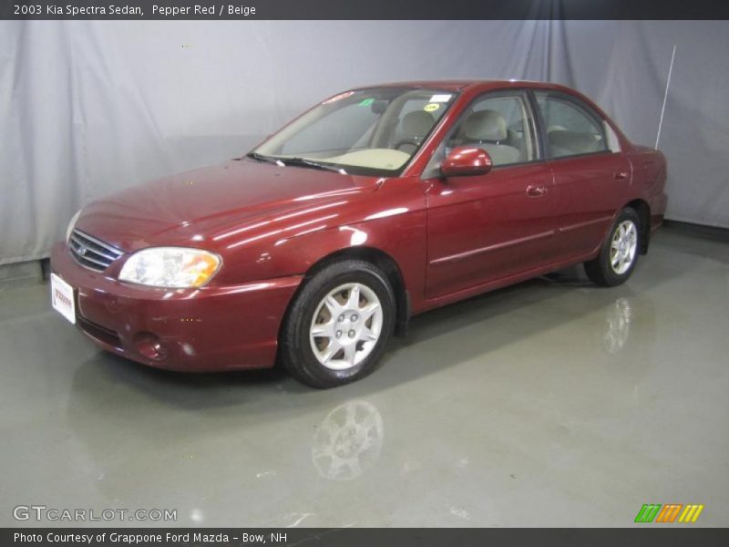 Pepper Red / Beige 2003 Kia Spectra Sedan