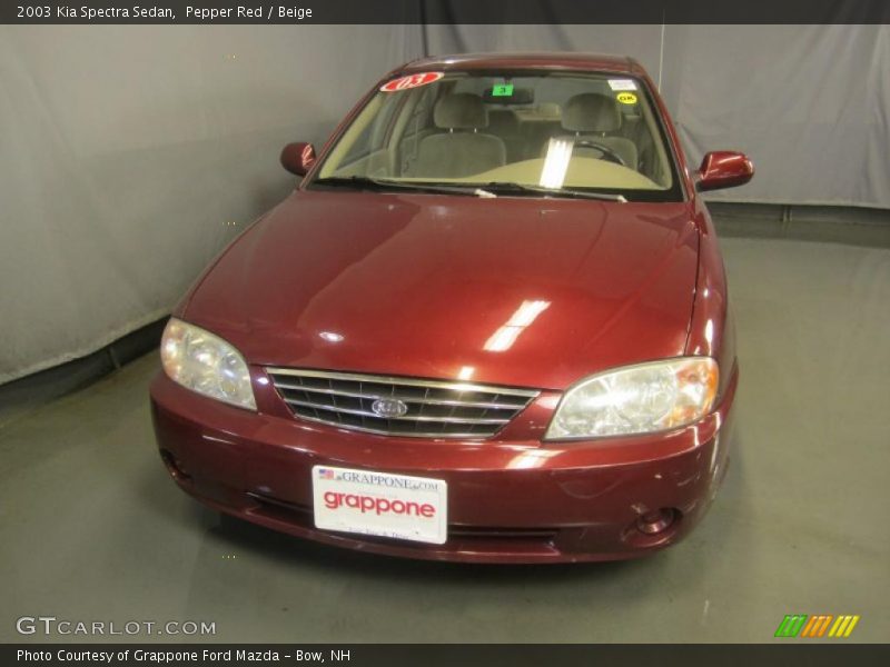 Pepper Red / Beige 2003 Kia Spectra Sedan