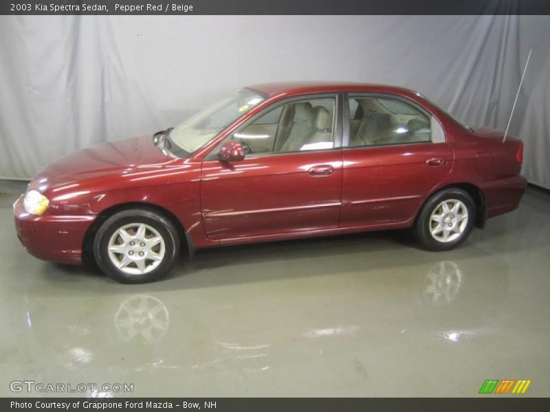 Pepper Red / Beige 2003 Kia Spectra Sedan