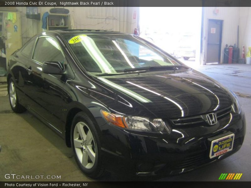 Nighthawk Black Pearl / Black 2008 Honda Civic EX Coupe