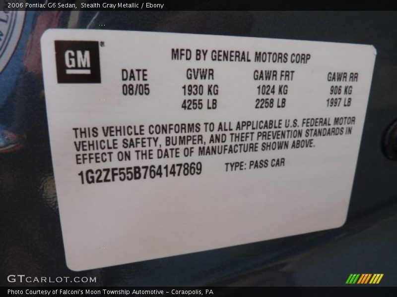 Stealth Gray Metallic / Ebony 2006 Pontiac G6 Sedan