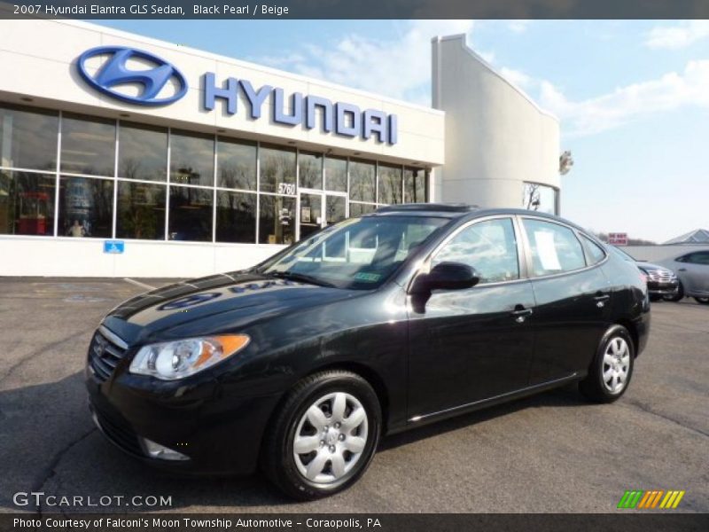 Black Pearl / Beige 2007 Hyundai Elantra GLS Sedan