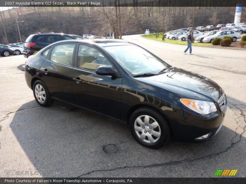 Black Pearl / Beige 2007 Hyundai Elantra GLS Sedan