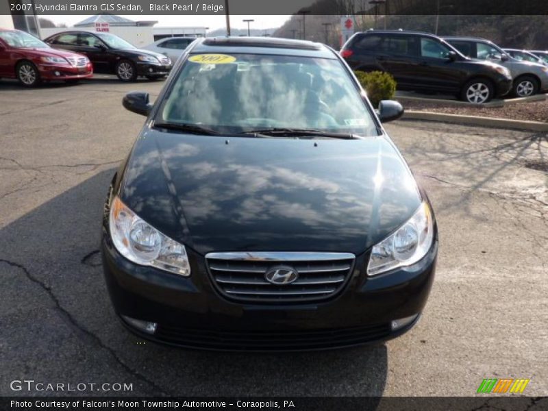 Black Pearl / Beige 2007 Hyundai Elantra GLS Sedan
