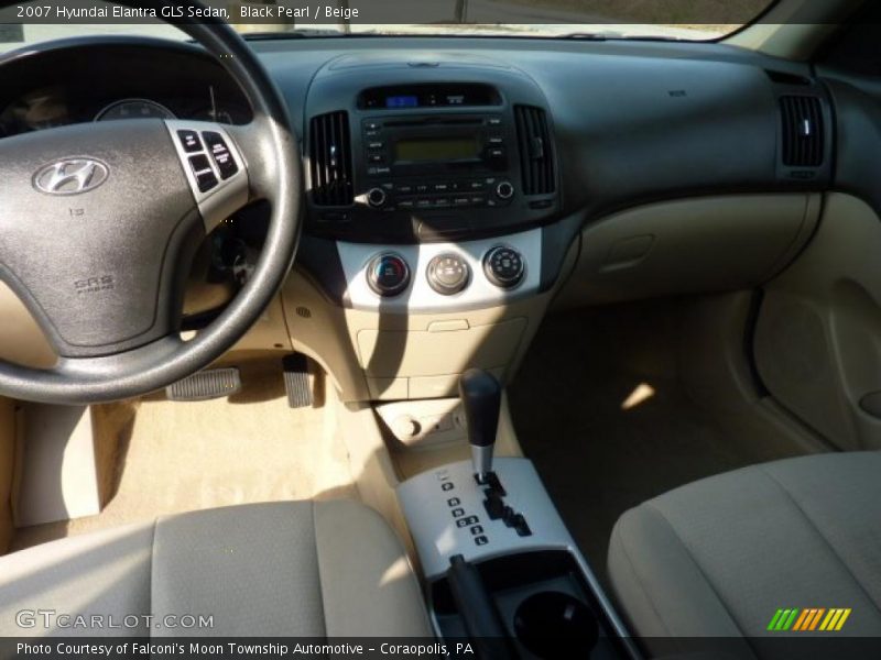 Black Pearl / Beige 2007 Hyundai Elantra GLS Sedan