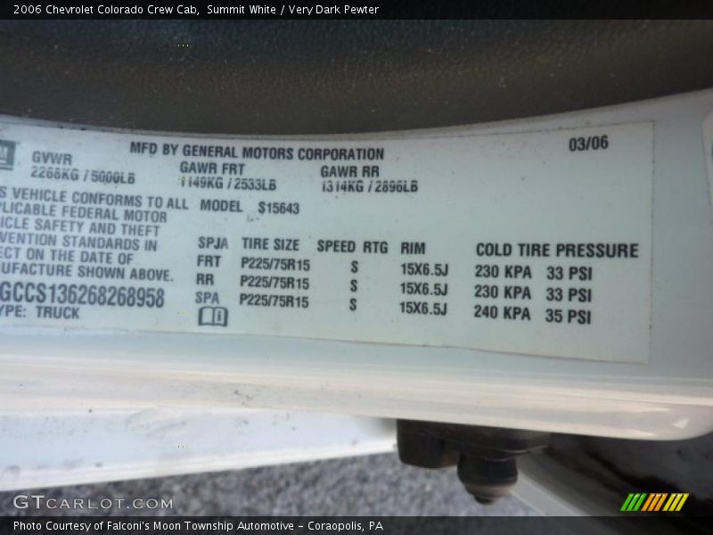 Summit White / Very Dark Pewter 2006 Chevrolet Colorado Crew Cab