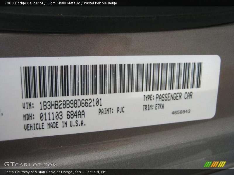 Light Khaki Metallic / Pastel Pebble Beige 2008 Dodge Caliber SE