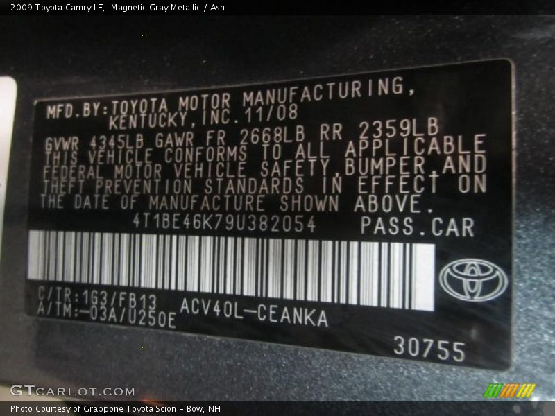 Magnetic Gray Metallic / Ash 2009 Toyota Camry LE