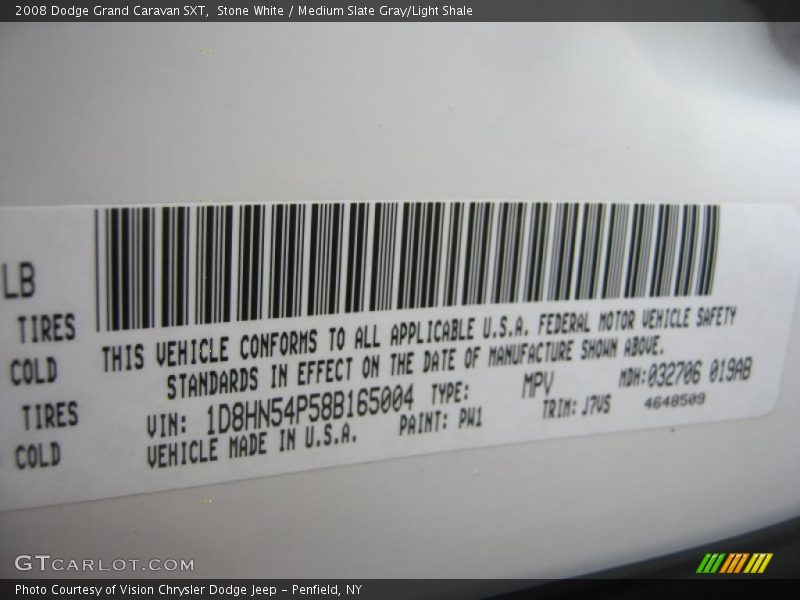 Stone White / Medium Slate Gray/Light Shale 2008 Dodge Grand Caravan SXT