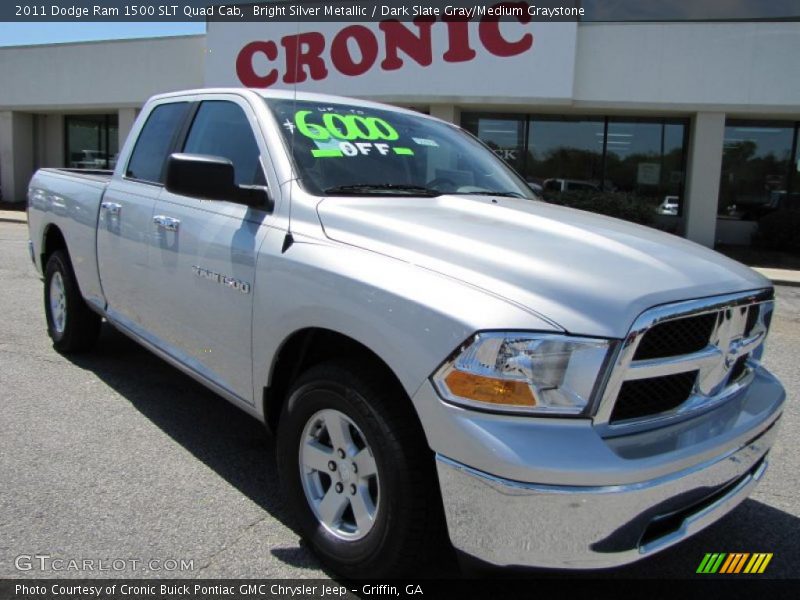 Bright Silver Metallic / Dark Slate Gray/Medium Graystone 2011 Dodge Ram 1500 SLT Quad Cab