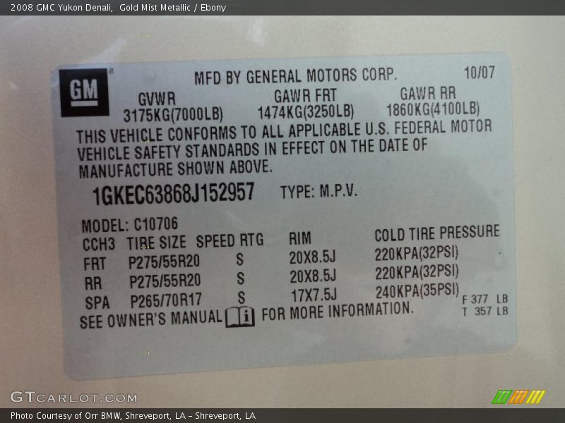 Gold Mist Metallic / Ebony 2008 GMC Yukon Denali