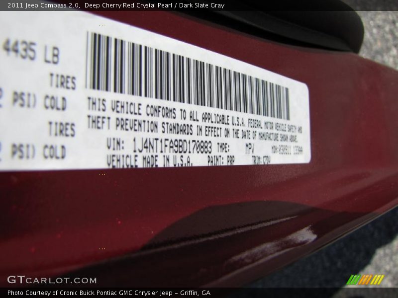 Deep Cherry Red Crystal Pearl / Dark Slate Gray 2011 Jeep Compass 2.0