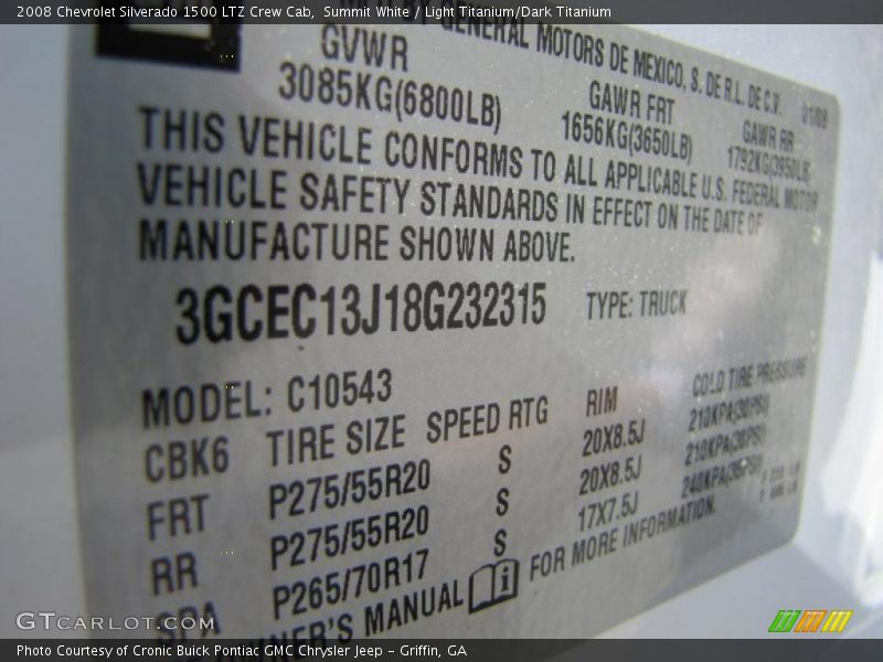 Summit White / Light Titanium/Dark Titanium 2008 Chevrolet Silverado 1500 LTZ Crew Cab
