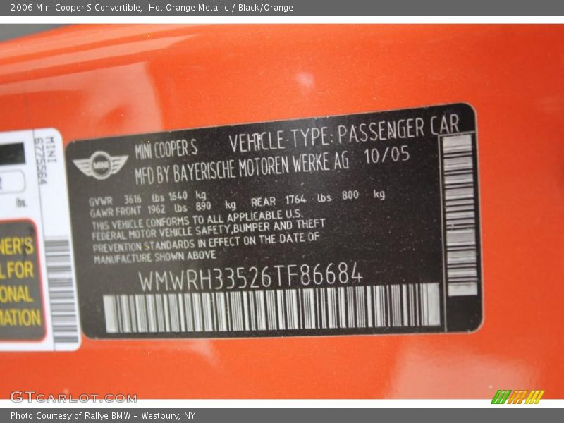 Hot Orange Metallic / Black/Orange 2006 Mini Cooper S Convertible