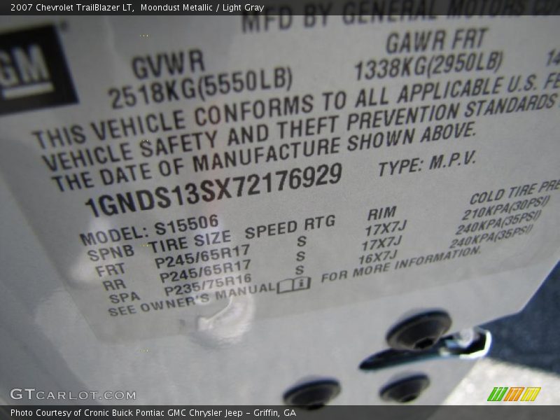 Moondust Metallic / Light Gray 2007 Chevrolet TrailBlazer LT