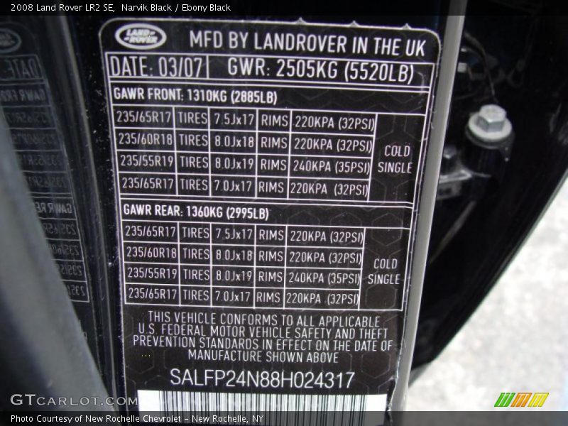 Narvik Black / Ebony Black 2008 Land Rover LR2 SE