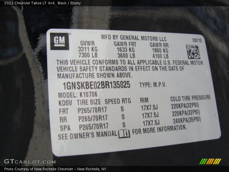 Black / Ebony 2011 Chevrolet Tahoe LT 4x4