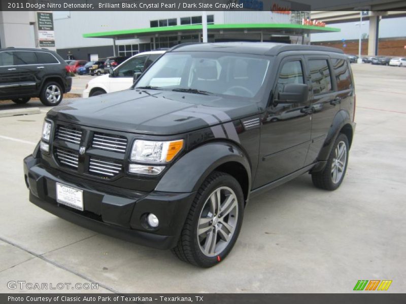 Brilliant Black Crystal Pearl / Dark Slate Gray/Red 2011 Dodge Nitro Detonator
