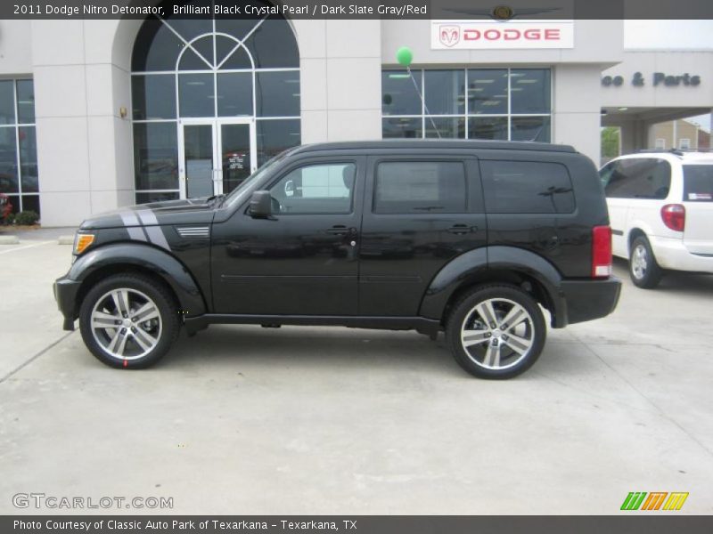 Brilliant Black Crystal Pearl / Dark Slate Gray/Red 2011 Dodge Nitro Detonator