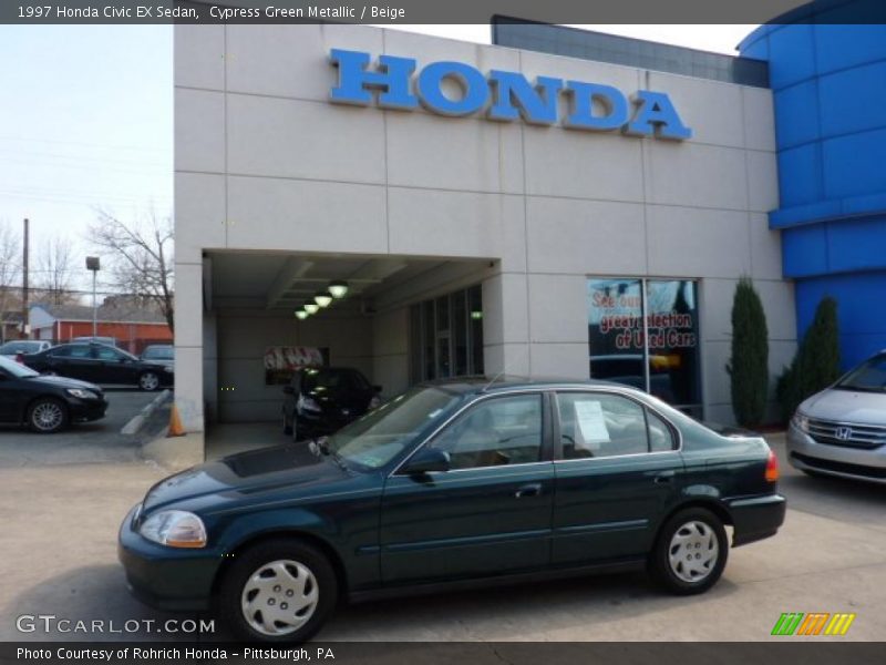 Cypress Green Metallic / Beige 1997 Honda Civic EX Sedan