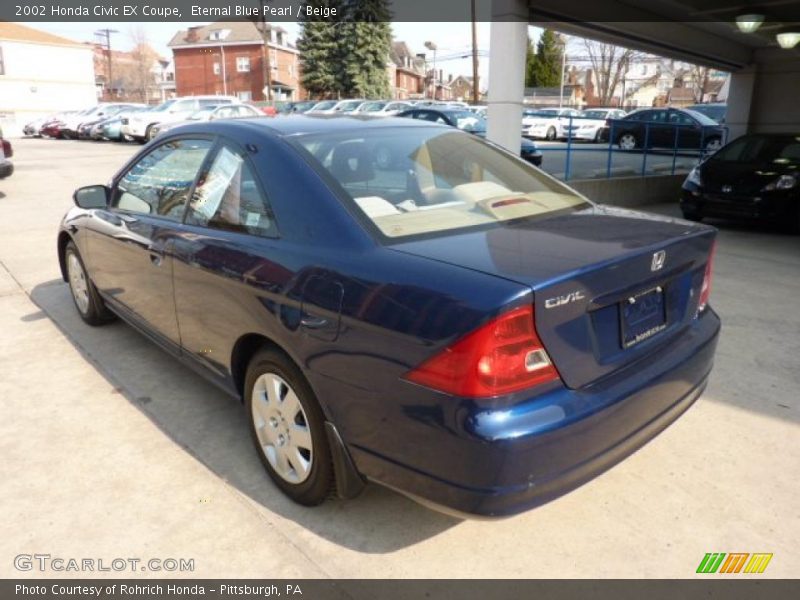 Eternal Blue Pearl / Beige 2002 Honda Civic EX Coupe