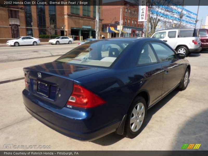 Eternal Blue Pearl / Beige 2002 Honda Civic EX Coupe