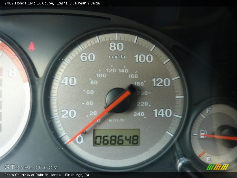 Eternal Blue Pearl / Beige 2002 Honda Civic EX Coupe