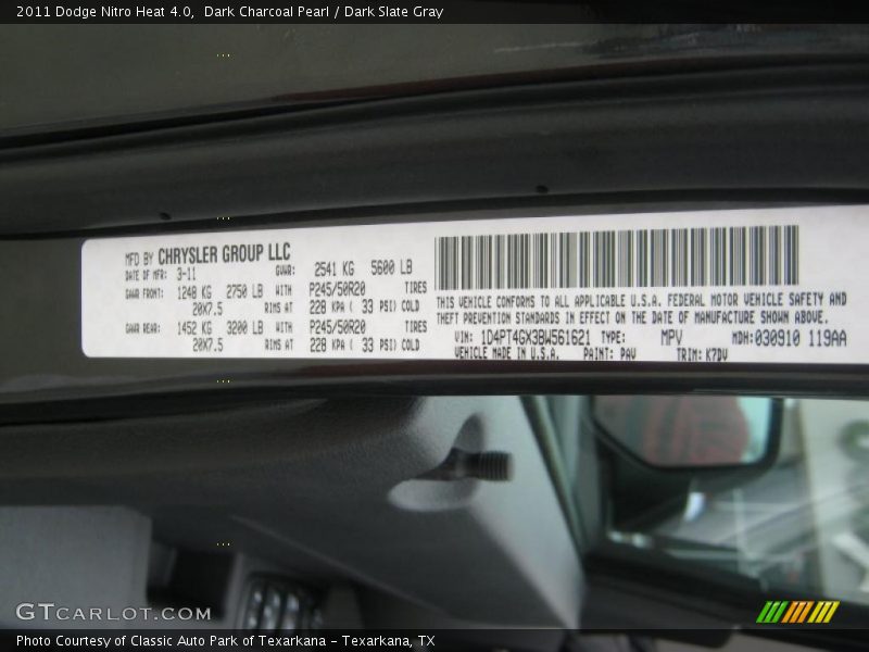 Dark Charcoal Pearl / Dark Slate Gray 2011 Dodge Nitro Heat 4.0