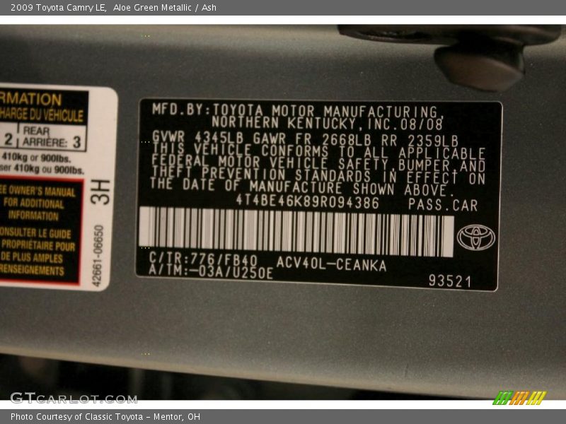 Aloe Green Metallic / Ash 2009 Toyota Camry LE
